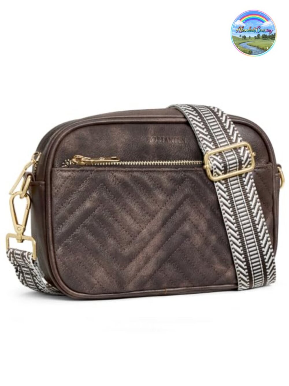 Small Quilted Vegan Leather Crossbody Bag Wide Strap RFID